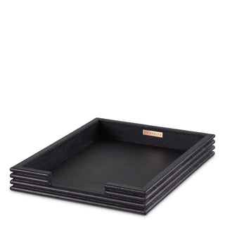 Desk Set Elvane black leather set of 3