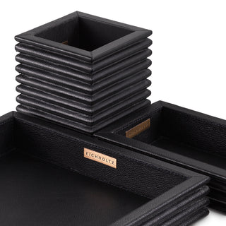 Desk Set Elvane black leather set of 3