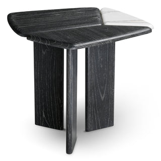 Side Table Brinton charcoal grey crown solid wood white marble