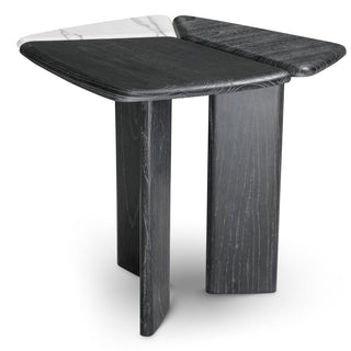 Side Table Brinton charcoal grey crown solid wood white marble