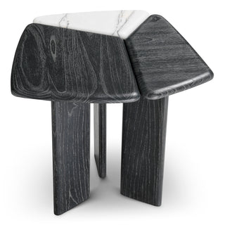 Side Table Brinton charcoal grey crown solid wood white marble