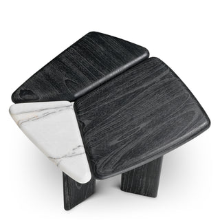 Side Table Brinton charcoal grey crown solid wood white marble