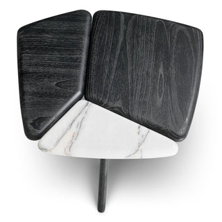 Side Table Brinton charcoal grey crown solid wood white marble
