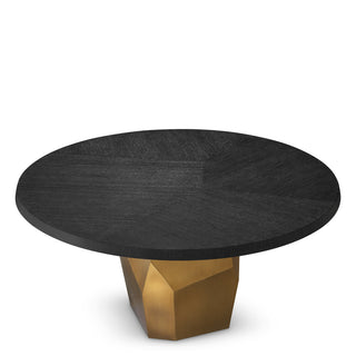 Dining Table Caldor charcoal grey oak veneer brushed brass finish
