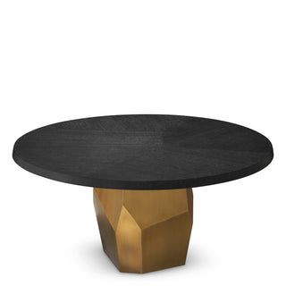 Dining Table Caldor charcoal grey oak veneer brushed brass finish