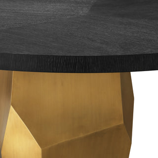 Dining Table Caldor charcoal grey oak veneer brushed brass finish