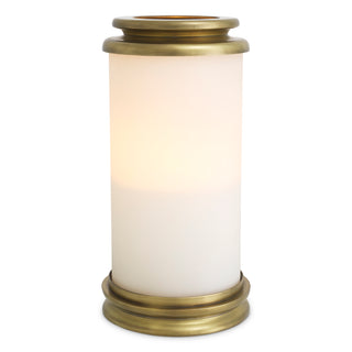 Hurricane Carrington L vintage brass finish white glass