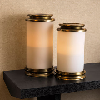 Hurricane Carrington L vintage brass finish white glass