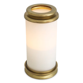 Hurricane Carrington L vintage brass finish white glass