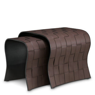 Side Table Marcello dark brown faux leather set of 2