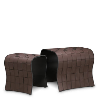 Side Table Marcello dark brown faux leather set of 2