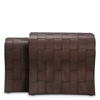 Side Table Marcello dark brown faux leather set of 2