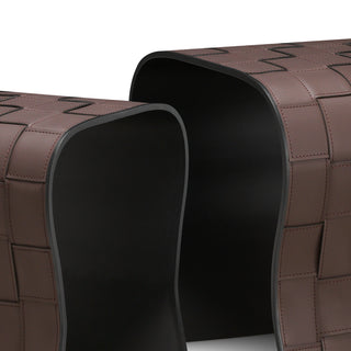 Side Table Marcello dark brown faux leather set of 2