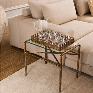 Tray Dameron rectangular vintage brass finish