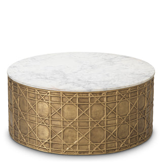Coffee Table Laurenson vintage brass finish white marble