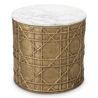 Side Table Laurenson vintage brass finish white marble