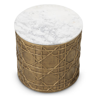 Side Table Laurenson vintage brass finish white marble