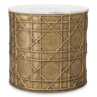 Side Table Laurenson vintage brass finish white marble