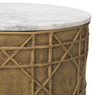Side Table Laurenson vintage brass finish white marble
