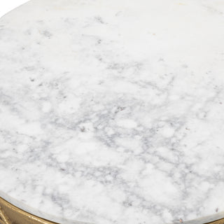 Side Table Laurenson vintage brass finish white marble