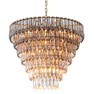 Chandelier Gwendolyn antique brass finish smoke and clear glass