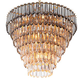 Chandelier Gwendolyn antique brass finish smoke and clear glass