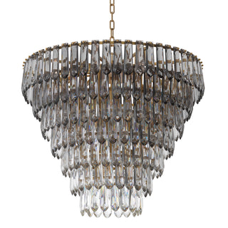 Chandelier Gwendolyn antique brass finish smoke and clear glass