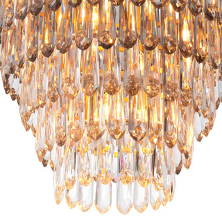 Chandelier Gwendolyn antique brass finish smoke and clear glass