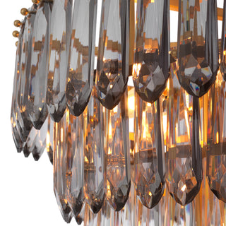 Chandelier Gwendolyn antique brass finish smoke and clear glass