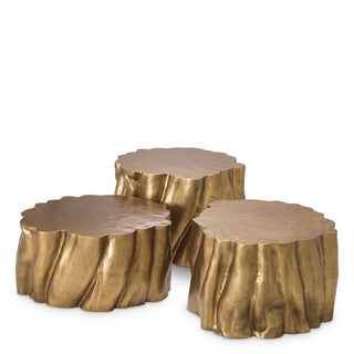 Coffee Table Frederico vintage brass finish set of 3