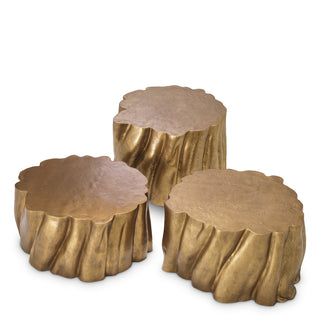 Coffee Table Frederico vintage brass finish set of 3
