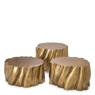 Coffee Table Frederico vintage brass finish set of 3