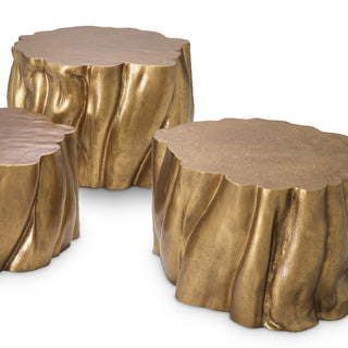Coffee Table Frederico vintage brass finish set of 3