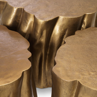 Coffee Table Frederico vintage brass finish set of 3