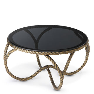 Coffee Table Vedra antique brass finish smoke glass