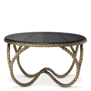 Coffee Table Vedra antique brass finish smoke glass