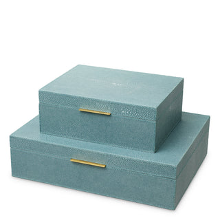 Box Menton L faux blue shagreen