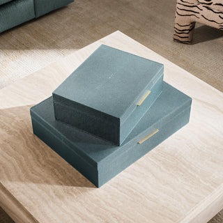 Box Menton L faux blue shagreen
