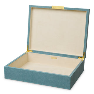 Box Menton L faux blue shagreen