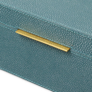 Box Menton L faux blue shagreen