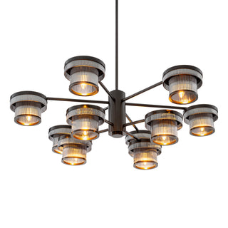CDJ Chandelier Andromeda bronze highlight finish smoke glass
