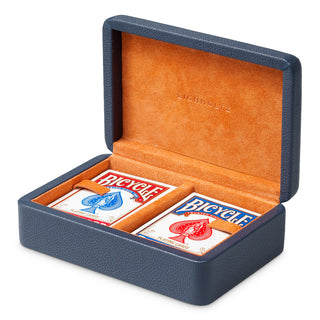 Deck Box The Ridges incl two decks of cards blue leather