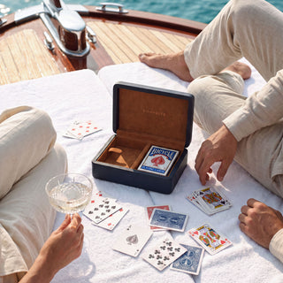 Deck Box The Ridges incl two decks of cards blue leather