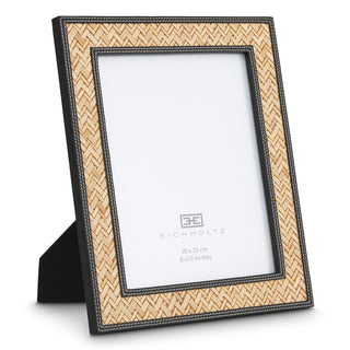Picture Frame Taos black leather natural rattan set of 2