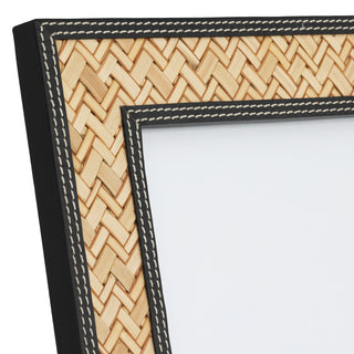 Picture Frame Taos black leather natural rattan set of 2