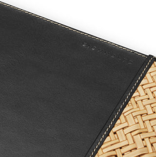 Desk Blotter Taos black leather natural rattan