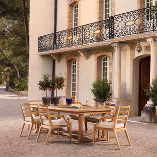 Outdoor Dining Chair Hera natural teak flores off-white