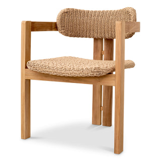 Outdoor Dining Chair Donato natural teak faux rattan