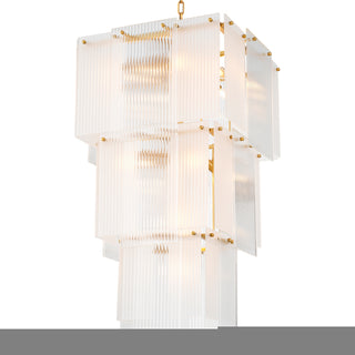 Chandelier Giardano clear and frosted glass antique brass finish