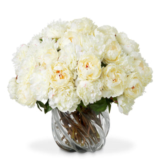 Bouquet of Peonies white tones real touch 48 pcs/2 varieties